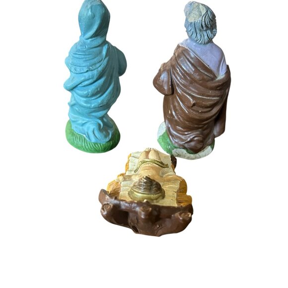 Vtg Italian Plaster Nativity Set Mary Joseph Baby Jesus 1950s Italy Stamp Creche - Picture 6 of 10
